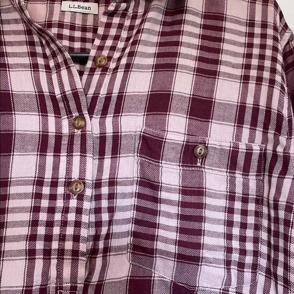 L.L. Bean Maroon/Pink Checkered/Plaid Tunic Shirt. Sz tag removed fits like L - Picture 3 of 8